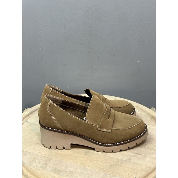 Blondo Chunky Dulce Loafers Womens 9.5 Tan Waterproof‎ Suede Neutral B3614 - Picture 4 of 7